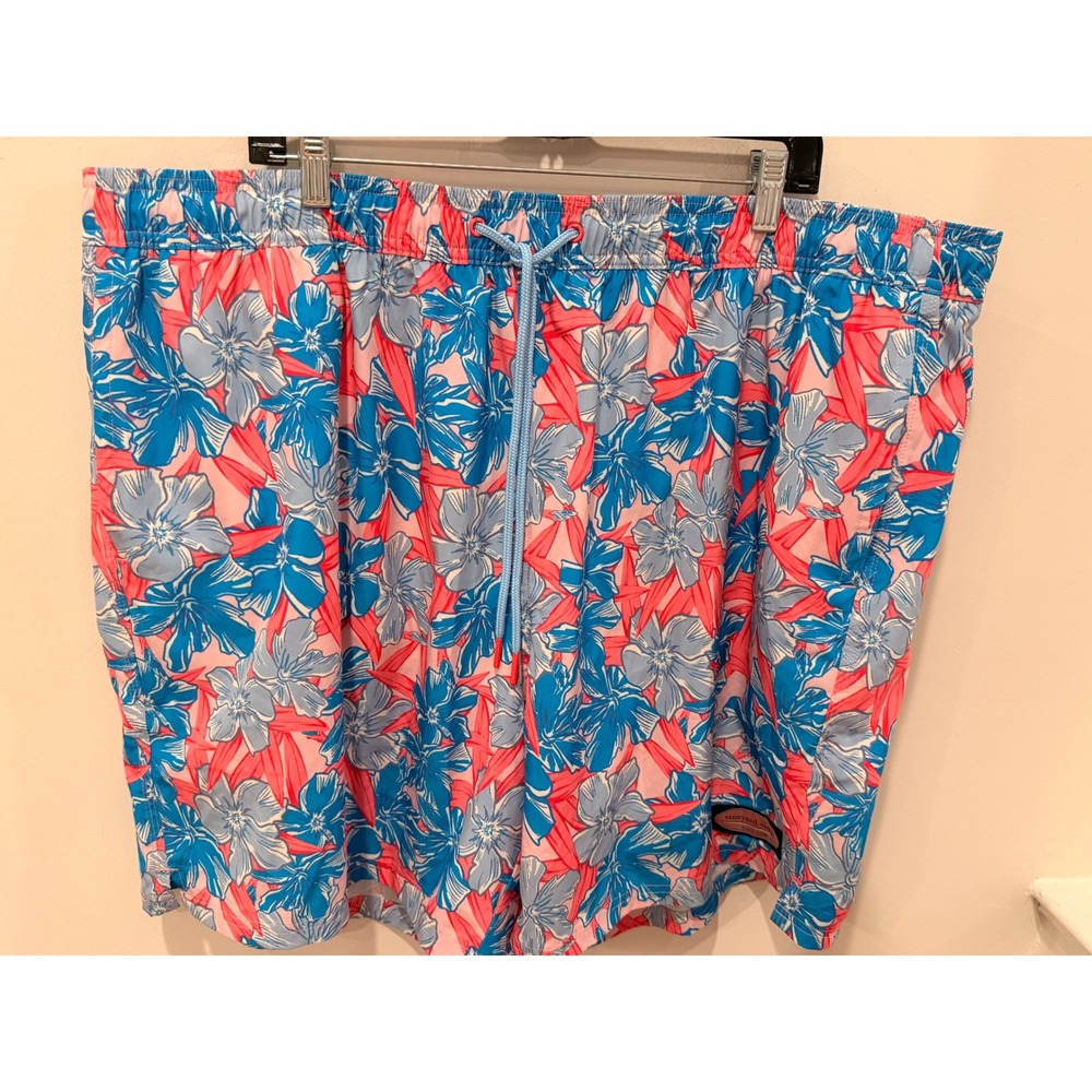 Vineyard Vines 3XB Big & Tall Floral Swim Trunks Pink Blue Mesh Lined Beach